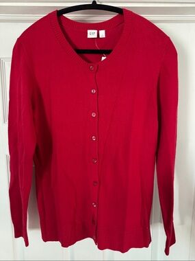 GAP Women’s Bright Red Button-Up Cardigan
